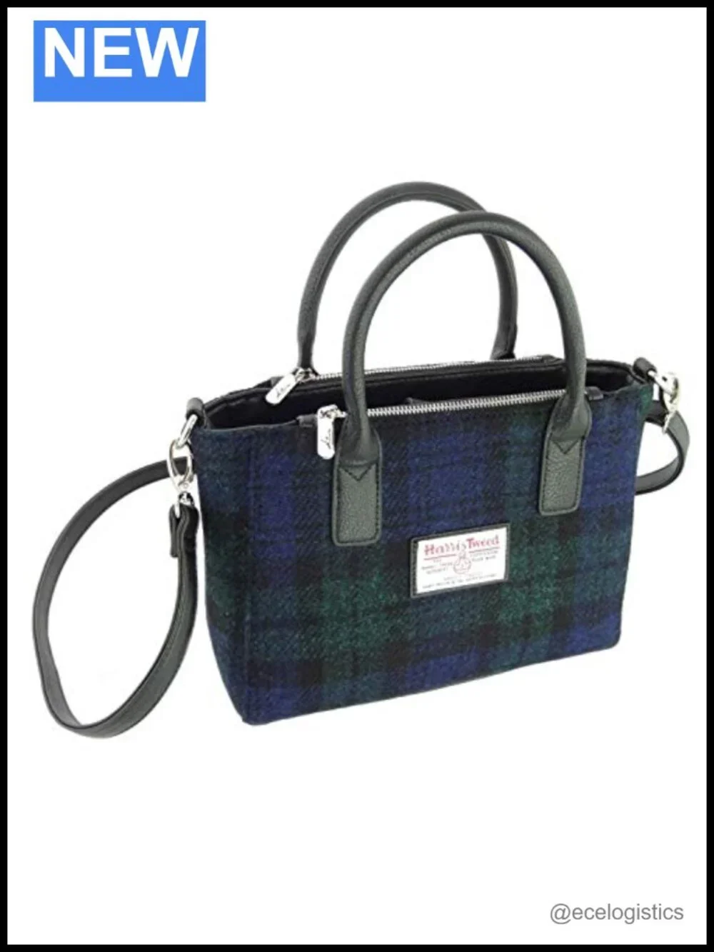 Harris Tweed Small Tote Bag with Adjustable Strap - Genuine Handwoven Scottish
